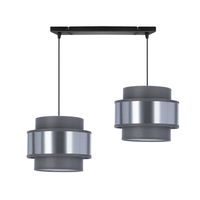 Hare lampa sufitowa czarny 2x60W E27 abażur szary+srebrny
