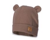 BROEL FABRIZIO czapka prążkowana z uszkami brązowa 40-42