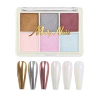 MollyNails Pyłek do paznokci efekt lustra kasetka 6 kolorów Nr 1