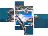 100 70CM OBRAZ 4 ELEM LAZUROWY ZACHÓD SŁOŃCA DRUK PŁÓTNO RAMA