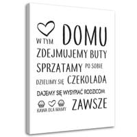 Emaga Obraz na płótnie, W tym domu, typograficzny - 70x100