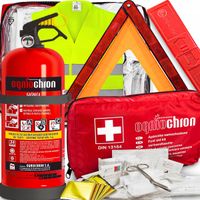 GAŚNICA 2KG APTECZKA SAMOCHODOWA TRÓJKĄT OSTRZEGAWCZY KAMIZELKA ODBLASKOWA