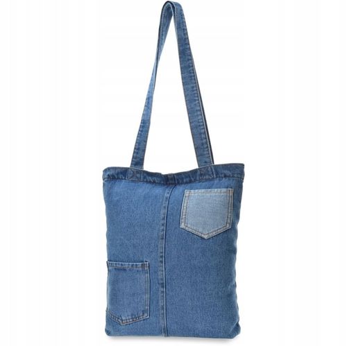Jeansowa Torba Shopperka Duża Torebka Na Zakupy Dżinsowa Do Szkoły Pracy A4 na Arena.pl