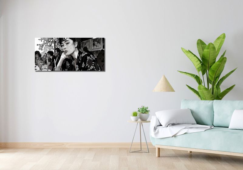 Obraz 90x40cm Czarne Kimono zdjęcie 2