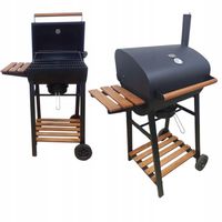 Grill węglowy na kółkach beczka otwierany z rusztem żeliwnym termometr stal