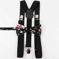 SZELKI męskie czarne i MUCHA męska czarna w kwiaty