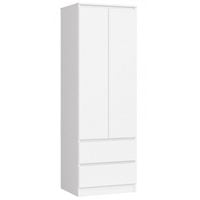 Szafa do sypialni, szuflady, DORMI XS, 60x50x180 cm, biel, mat | TYLETEGOTU