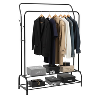 Wieszak podłogowy stojak na buty ubrania stojący czarny mocny garderoba