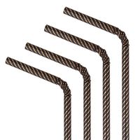 Słomki papierowe czarne w paski rose gold, 10 szt.