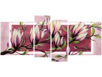 120CM 55 OBRAZ 4 ELEM SŁODYCZ MAGNOLII PUDROWYM RÓŻU ŚCIENNY