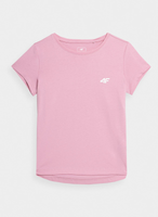 4F T-shirt gładki dziewczęcy różowy Regular 100% Bawełna 146CM