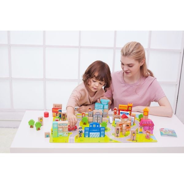 CLASSIC WORLD Drewniane Klocki Zbuduj Miasto zdjęcie 4