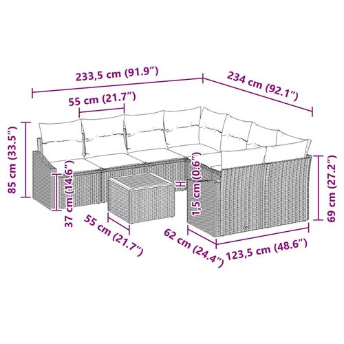 Zestaw Sof na Ogród 9 pcs Czarny na Arena.pl