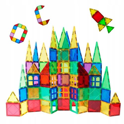 KLOCKI MAGNETYCZNE KONSTRUKCYJNE EDUKACYJNE ZESTAW 100 EL DUŻE PANELE 3D na Arena.pl