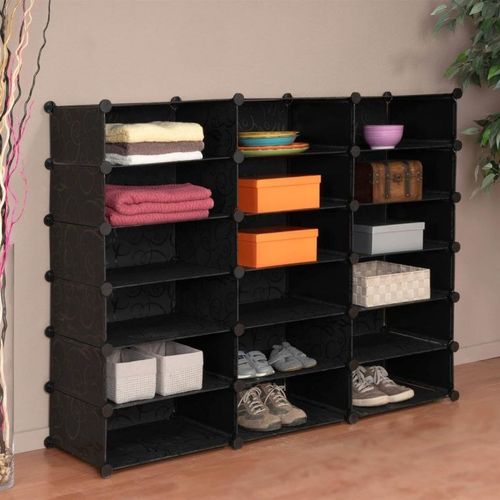 Czarny regał na buty - system wtyczek na Arena.pl