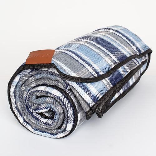 Koc Piknikowy 200X200 Cm - Niebiesko Szara Kratka na Arena.pl