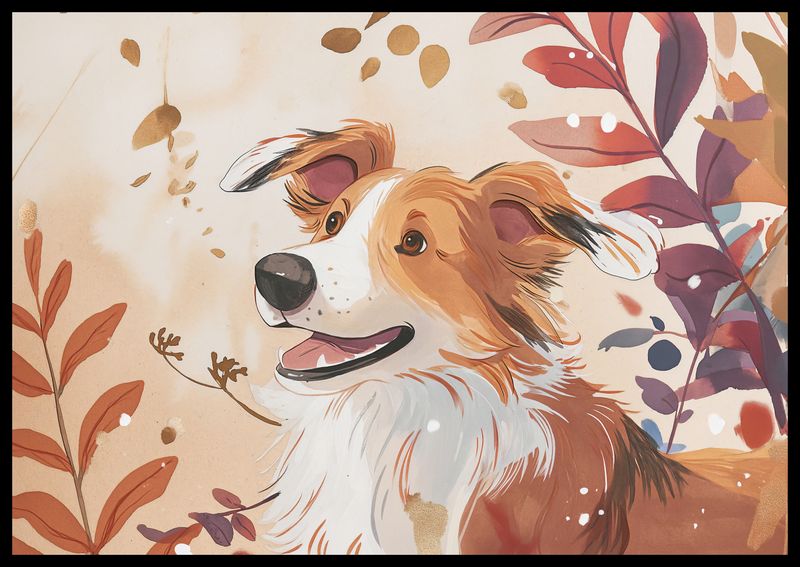 Plakat 66,5x46,5cm Collie Jesienną Porą zdjęcie 2