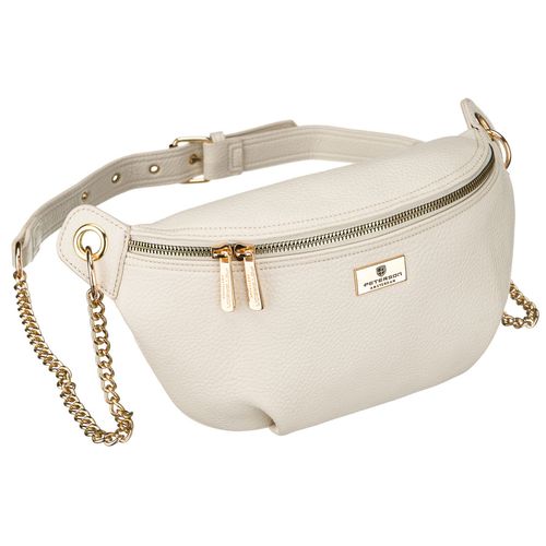 beżowa saszetka damska ze skóry ekologicznej zamykana suwakiem - peterson na Arena.pl