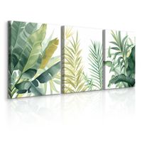 3x Obraz Do Salonu Set Tropikalne Liście Bananowe Palmy Natura 30cm x 40cm