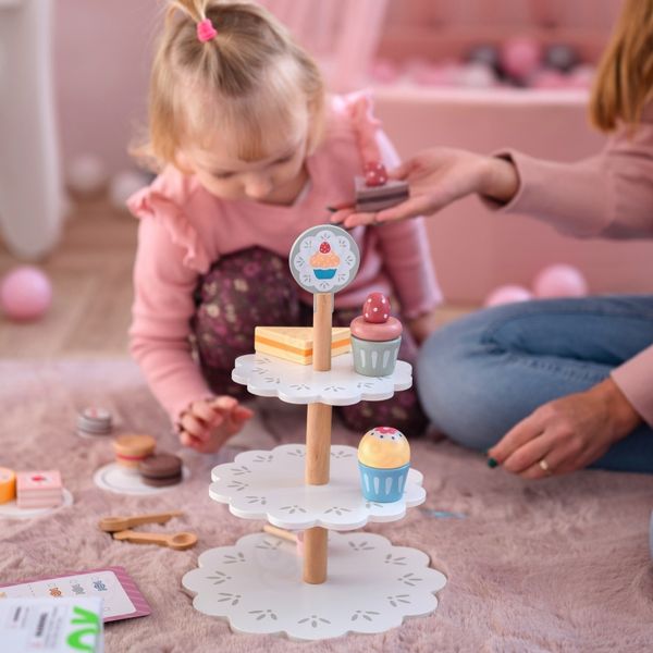 TOOKY TOY Patera Słodkości Drewniany Stojak Babeczki Ciasta zdjęcie 8