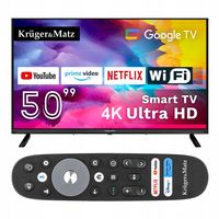 Telewizor SMART Google TV WiFi 50 cali 4K UHD Youtube Prime Netflix