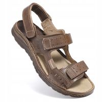 Sandały Męskie Skórzane Regulowane na Rzepy ze Skóry Bydlęcej 39-46 PanSzew