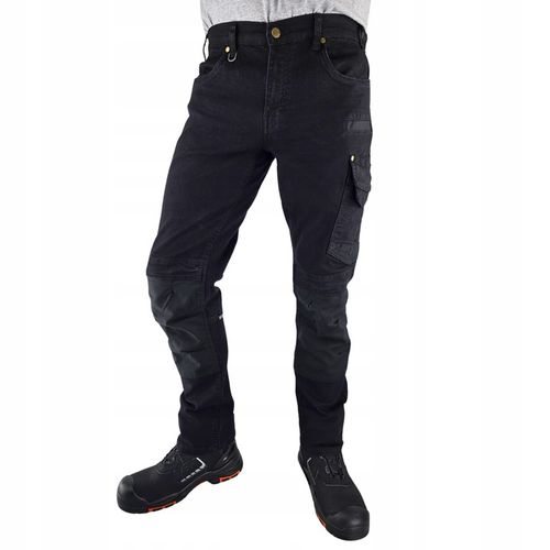 Spodnie robocze Jeans męskie Bojówki czarne Elastyczne Wygodne Stretch na Arena.pl