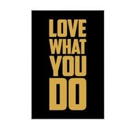 LOVE WHAT czarny złoto - magnes szklany