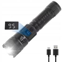 LATARKA LED MOCNA Z Wyświetlaczem Taktyczna MOCNA USB ZOOM A6635