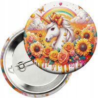 Przypinka z agrafką 59mm - JEDNOROŻEC UNICORN KOŃ