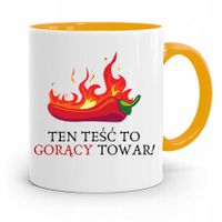 Kubek Żółty Dla Teścia Ten Teść To Gorący Towar Z Nadrukiem Ze Zdjęciem