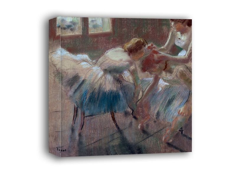 Three Dancers Preparing for Class, Edgar Degas - obraz na płótnie 30x30 cm zdjęcie 1