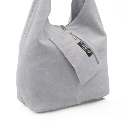 VERA PELLE torebka zamszowa worek na ramię z saszetką V132 c.różowa na Arena.pl