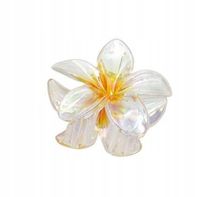 Spinka klamra plastikowa kwiatek hawajski opalizujący pomarańczowy 8cm