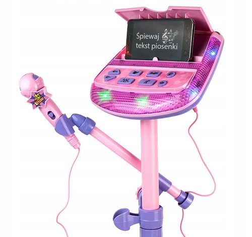 ZESTAW DO KARAOKE DLA DZIECI MIKROFON + REGULOWANY STATYW EFEKTY DŹWIĘK MP3 na Arena.pl