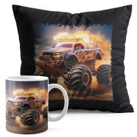 ZESTAW KUBEK + PODUSZKA CZARNA - AUTO MONSTER TRUCK