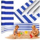 Parawan plażowy 6 m płotek na plażę zasłona z pasami UV metalowe paliki