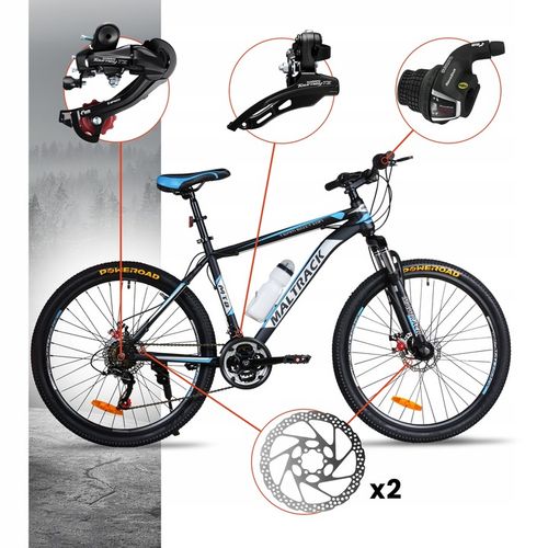 ROWER GÓRSKI MTB 26" SHIMANO 18 BIEGÓW HAMULCE TARCZOWE STALOWA RAMA 18,5" na Arena.pl