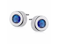 Delikatne srebrne kolczyki celebrytka kółka kółeczka szafirowe cyrkonie srebro 925 KS0036E_BL