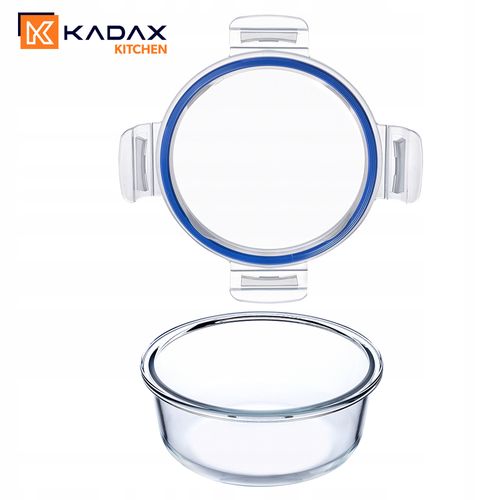 4x KADAX Zestaw Pojemników Na Żywność Szklane Pokrywką Box Okrągłe na Arena.pl