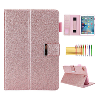 Etui Portfelowe z Brokatem do iPad Mini 6 2021 Różowe Zamykane Ochronne