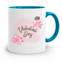 Kubek Błękitny Na Walentynki Happy Valentines Day Z Nadrukiem Ze Zdjęciem