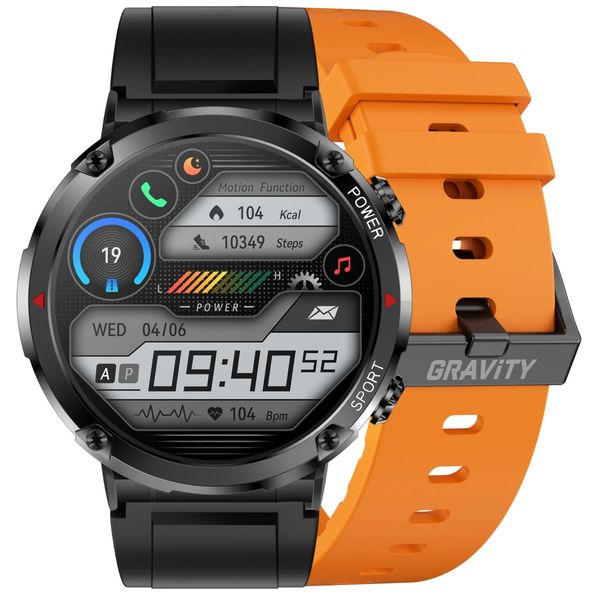 Smartwatch Gravity GT21-2 + Pomarańczowy Pasek Silikonowy zdjęcie 1