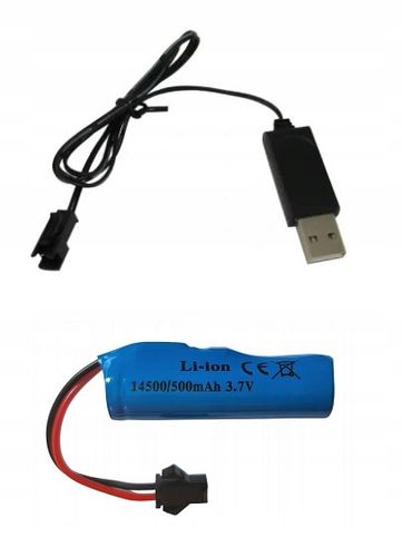 Pakiet Li-ion 3,7V 14500/ 500mAh JST SM, Akumulator + Ładowarka USB na Arena.pl