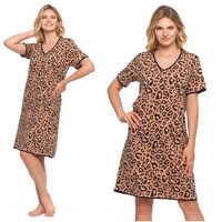 Koszula Damska Nocna Piżama PANTERKA Modna Bawełniana Krótki Rękaw MORAJ L