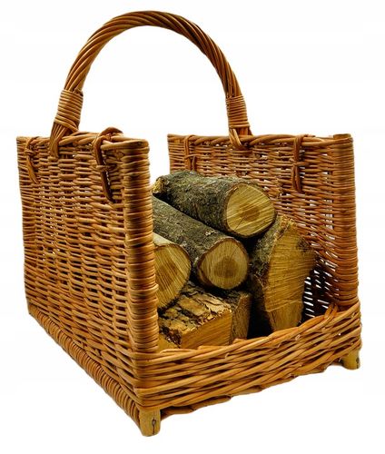 KOSZ WIKLINOWY NA DREWNO ZAKUPY KOMINKA PROSTY JASNY KOSZYK WIKLINA ŚREDNI na Arena.pl