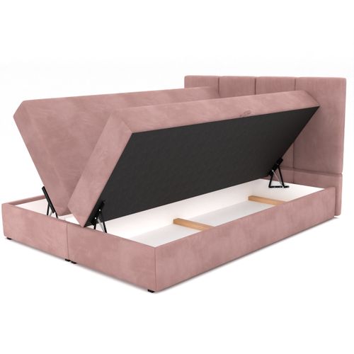 ŁÓŻKO KONTYNENTALNE 180x200 TAPICEROWANE PODWÓJNE Z MATERACEM RÓŻOWE na Arena.pl