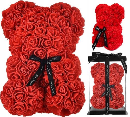 MIŚ Z PŁATKÓW RÓŻ PREZENT DUŻY PUDEŁKO ROSE BEAR RÓŻANY BUKIET KWIATÓW na Arena.pl