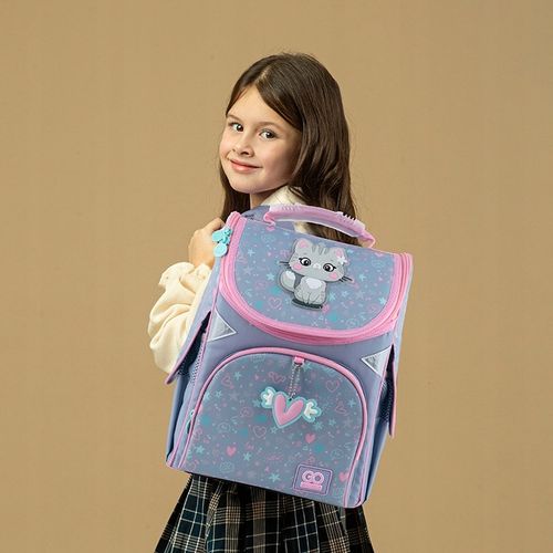 TORNISTER SZKOLNY PLECAK DLA DZIEWCZYNEK SZARY Z KOTKIEM GoPack na Arena.pl
