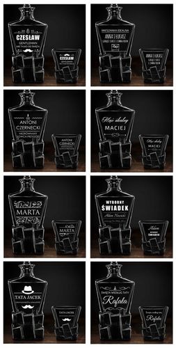 Zestaw Karafka 6 Szklanek do Whisky z Grawerem Prezent dla Faceta Urodziny na Arena.pl